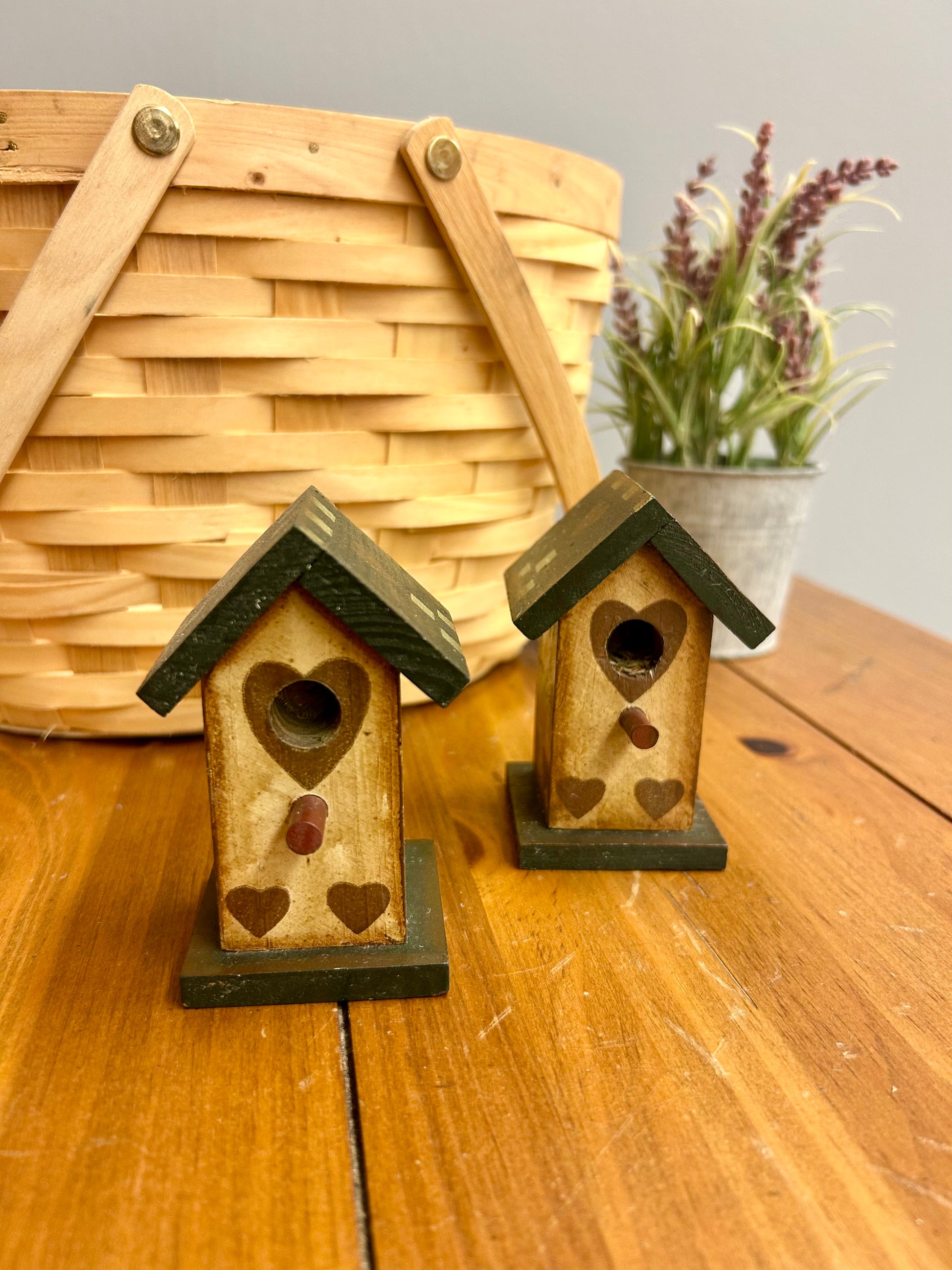 Mini primitive wood bird houses